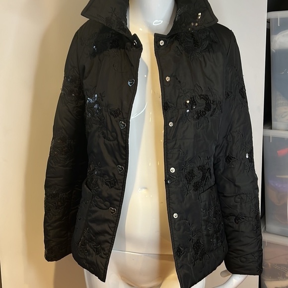 Christian Dior Sz 8 Lightly Quilted Beaded Snap Closure Blazer Jacket - Picture 6 of 12